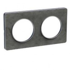 Plaque de finition Touch horizontal ou vertical 2 postes pierre ardoise avec liseré aluminium 
