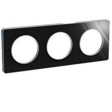 Plaque de finition Touch horizontal ou vertical 3 postes Aluminium brillant fumé avec liseré Alu
