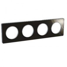 Plaque de finition Touch horizontal ou vertical 4 postes Aluminium brillant fumé avec liseré Alu