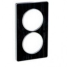 Plaque de finition Touch vertical 2 postes Chêne Astrakan noir avec liseré aluminium 