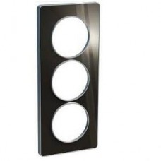 Plaque de finition Touch vertical 3 postes Aluminium brillant fumé avec liseré Alu