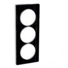 Plaque de finition Touch vertical 3 postes Chêne Astrakan noir avec liseré aluminium 