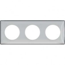 Plaque de finition support Aluminium 3 postes entraxe 71 mm - Transparent 