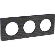 Plaque Bois Frêne liseré Anthracite 3 postes horiz./vert. 71mm