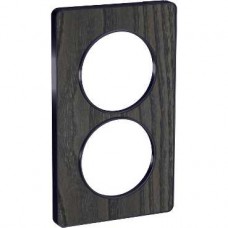 Plaque Bois Frêne avec liseré Anthracite 2 postes verticaux 57mm