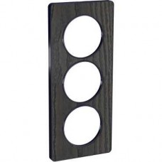 Plaque Bois Frêne avec liseré Anthracite 3 postes verticaux 57mm