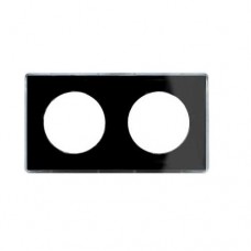 Plaque de finition support blanc 2 postes entra.71 mm -Noir