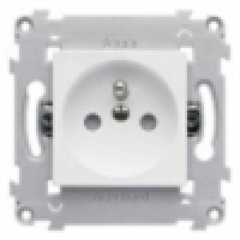 Prise électrique Schneider ALB81073 – 2P+T Blanc, Bornes Auto, Algéco, Fabriquée En France