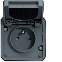 Cubyko prise 2P+T étanche IP55 saillie gris