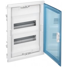 Coffret encastré - porte isolante galbée - 2 rangée - 24+4 modules - transp