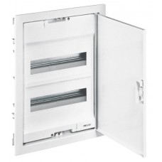 Coffret encastré - porte métal extra plate - 2 rangée - 24+4 mod-blanc RAL 9010