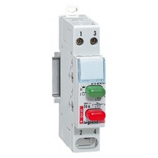Poussoir, Interrupteur poussoir Lexic - dble fonct - 20 A - 250 V~ - NO vert + NF rouge
