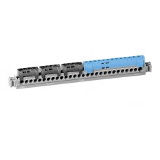 Bornier de répartition IP 2X - tri + neutre (3 noir + 1 bleu) - L 227 mm