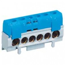 Bornier de répartition IP 2X - neutre - 1 connexion 10 à 35 mm² - bleu - L 62 mm