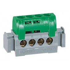 Bornier de répartition IP 2X - terre - 4 connexion 1,5 à 16 mm² - vert - L 47 mm