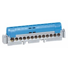 Bornier de répartition IP 2X - neutre - 1 connexion 6 à 25 mm² - bleu - L 113 mm