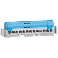 Bornier de répartition IP 2X - neutre - 8 connexion 1,5 à 16 mm² -bleu- L 75 mm