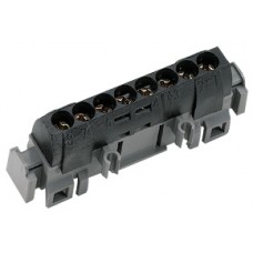 Bornier de répartition IP 2X - phase - 8 connexion 1,5 à 16 mm²  noir - L 75 mm