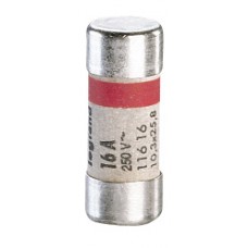 Cartouche domestique cylindrique - 10,3x25,8 mm - sans voyant - 16 A