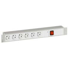 Bloc d'alimentation 19'' - 230 V~ - 6 x 2P+T + parafoudre + interrupteur à voyant