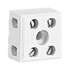 Bloc de jonction porcelaine - 2P - 1 trou de fixation