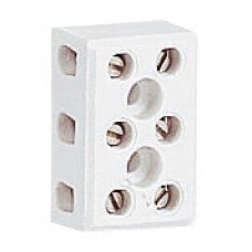 Bloc de jonction porcelaine - 3P - 2 trous de fixation
