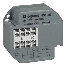 Télérupteur 1P - 10 AX - 230 V~ - 50/60 Hz - intensité max acceptée 50 mA