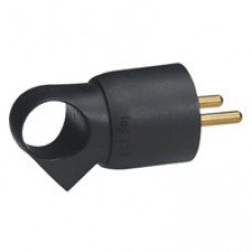 Fiche 2P+T - 16 A - plastique - anneaux - noir