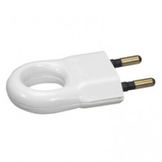 Fiche 2P - 6 A - plastique - anneau extraction - blanc