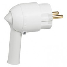 Fiche 2P+T - 16 A - plastique - extraction facilitée - sortie latérale - blanc