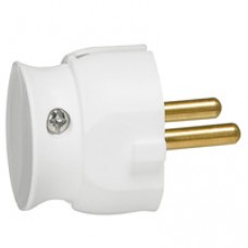 Fiche 2P+ 16 A - plastique - extra plate - sortie latérale - blanc
