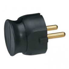 Fiche 2P+ 16 A - plastique - extra plate - sortie latérale - noir