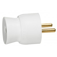 Fiche 2P+T - 16 A - platique - sortie droite - blanc