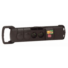 Bloc multiprise caoutchouc - 4x2P+T - 16 A - poignée transport/interrupteur bipol - noir