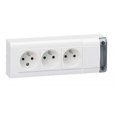 Bloc multiprise fixable - 3x2P+T - sans cordon - L. 208 mm