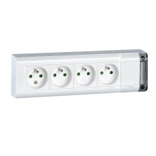 Bloc multiprise fixable - 4x2P+T - sans cordon - L. 253 mm