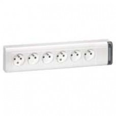 Bloc multiprise fixable - 6x2P+T - sans cordon - L. 343 mm