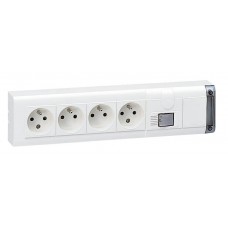 Bloc multiprise fixable - 4x2P+T - sans cordon - interrupteur bipol voyant
