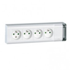 Bloc multiprise fixable - 4x2P+T - sans cordon - interrupteur bipol/limit int
