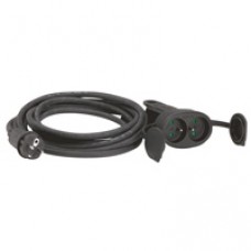 Rallonge - 2P+T 16 A - IP 44 - IK 08 - dble prolongateur - 10 m -noir
