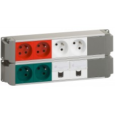 Bloc nourrice - 6x2P+T (vertes, blanches, rouges) + 2xRJ45 Cat. 6 FTP - à câbler