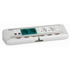 Bloc bureau - 4x2P+T (vertes, blanches) + 2 interrupteur lumineux + 2xRJ45 - à câbler