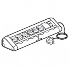 Bloc bureau - 6x2P+T + 1 interrupteur lumineux + parasurtenseur - avec cordon