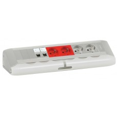 Bloc bureau - 4x2P+T (2 détromp) + 2xRJ 45 + 2 obtur 1 modules - aluminium - à câbler