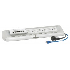 Bloc salle de réunion table en U - 6x2P+T + switch 6 ports - cordon 2P+T/RJ 45