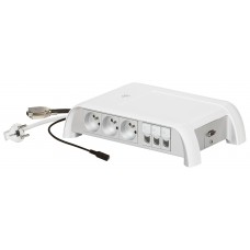 Bloc salle de réunion table cent.-7x2P+T+switch 6 ports+1 HD15-cordon 2P+T/RJ 45