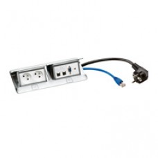 Pop up Mosaic - précâblé - 2x 2P+T / 2x RJ45 / 1x HD15/ 1x jack3,5 - inox