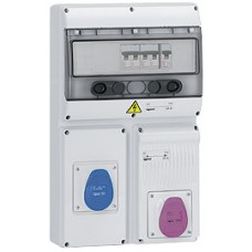 Coffret 2 prises P17 - IP44 - avec disjoncteur et transfo - 1x2P + 1x2P+T 16 A