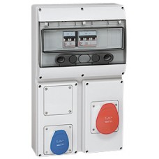 Coffret 2 prises P17 - IP44 - avec disjoncteur - 1x2P+T 16 A + 1x3P+N+T 32 A