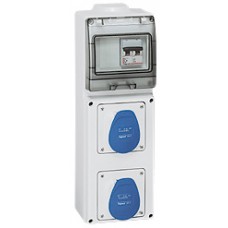 Coffret 2 prises P17 - IP44 - avec disjoncteur - 2x2P+T 16 A